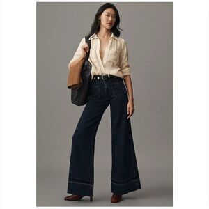 RAG & BONE Marina Wide-Leg Jeans Lightweight Rigid Denim sz 30